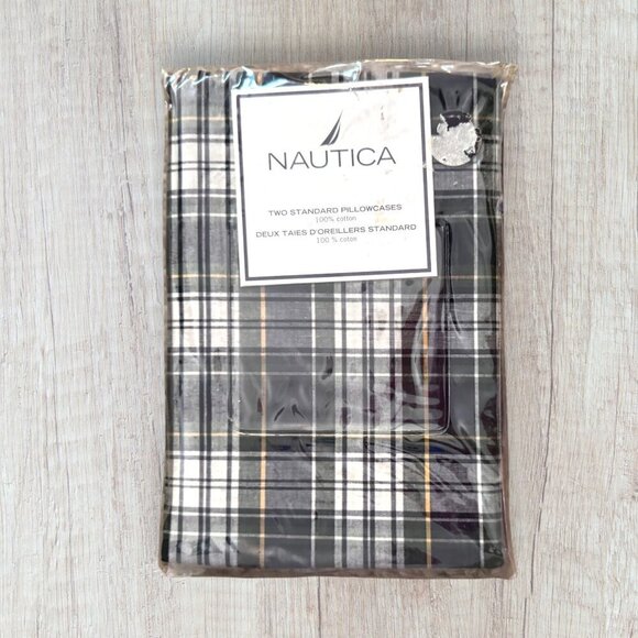 Nautica Other - NWT Vintage NAUTICA Andover Plaid Green Navy Pillowcase Set of 2 Standard Size